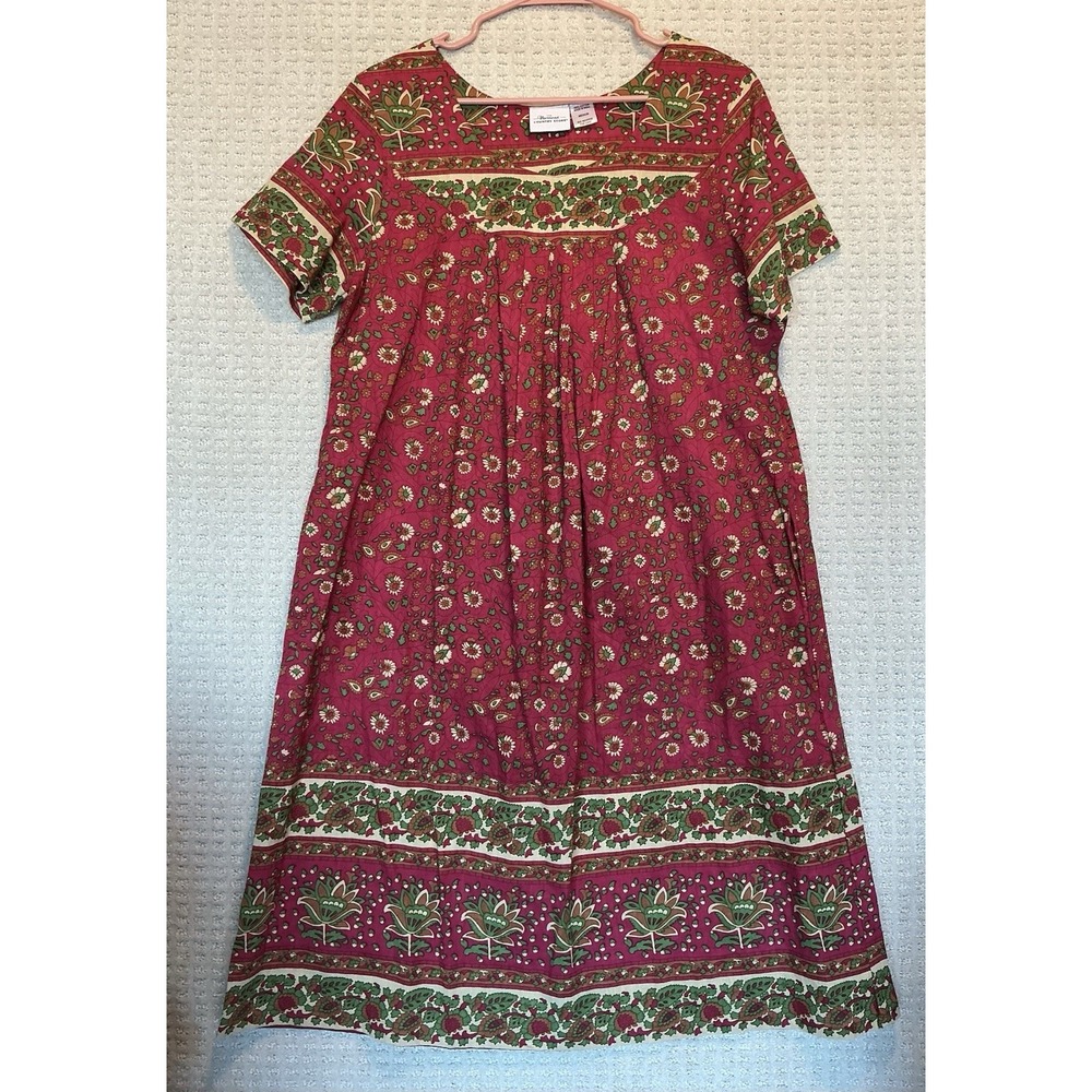 Vermont Country Store‎ House Dress Muu Muu NEW  Burgundy Green Cotton